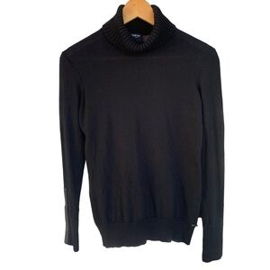 Worth Turtleneck Wool Sweater Leather Sleeve Detail SzS Great Condition